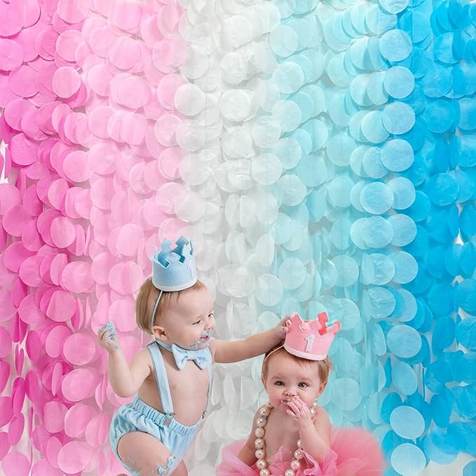 205 Ft Gender Reveal Party Decorations Ombre Pink and Blue Big
