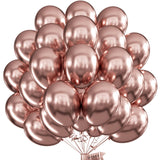 Rosegold Balloons - 12 inch 100 pcs Chrome Metallic Latex Birthday