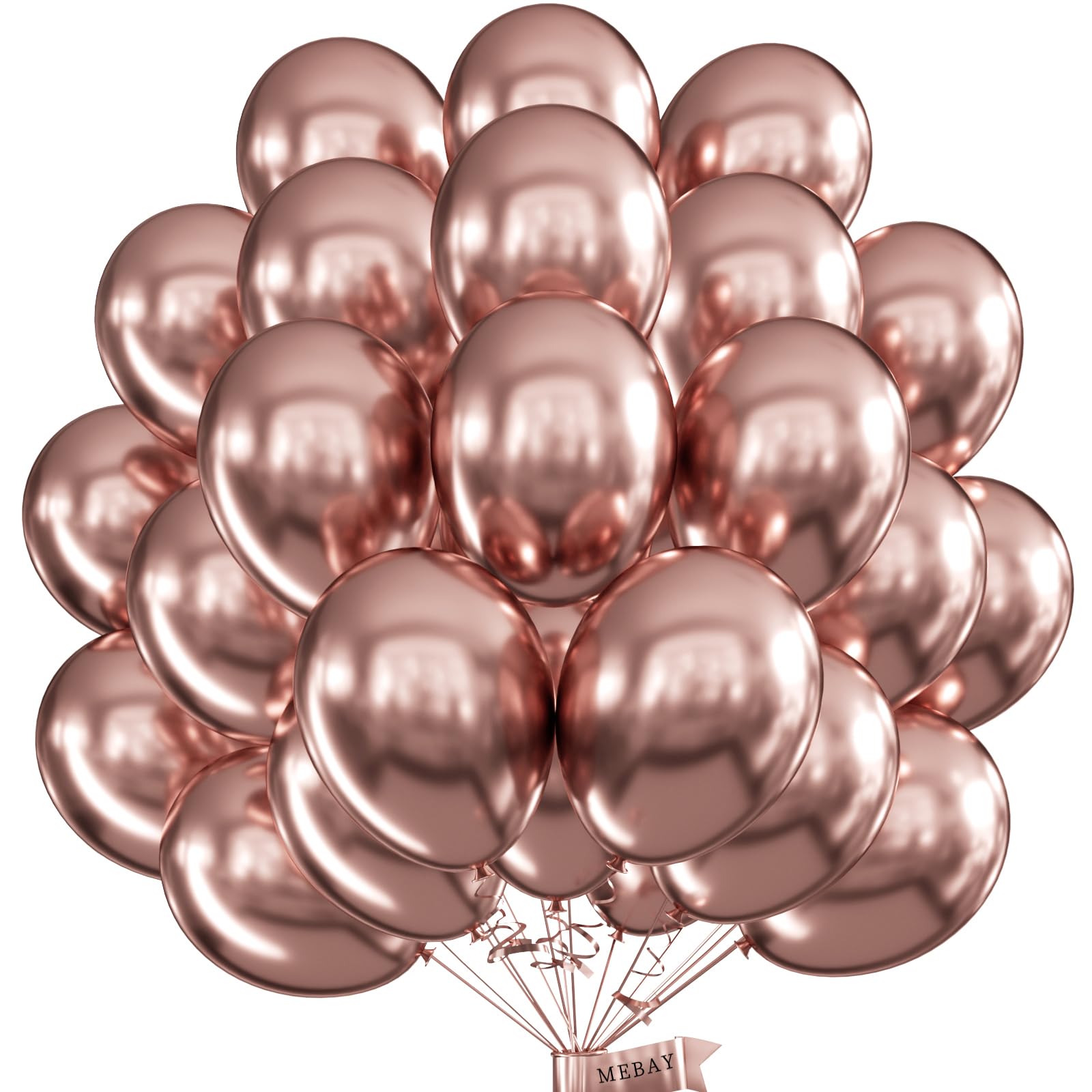 Rosegold Balloons - 12 inch 100 pcs Chrome Metallic Latex Birthday
