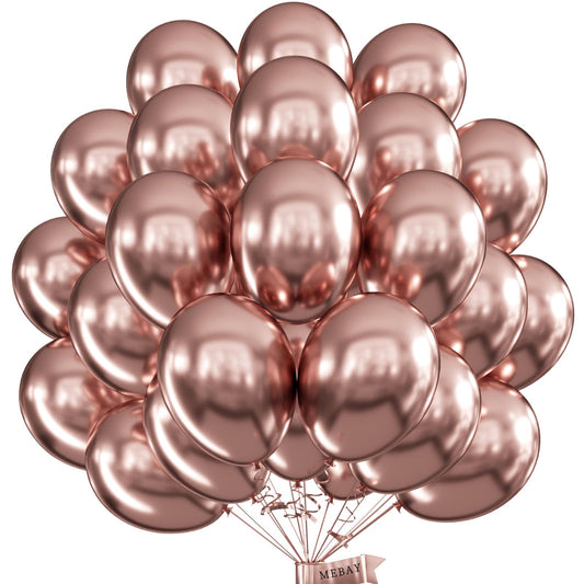 Rosegold Balloons - 12 inch 100 pcs Chrome Metallic Latex Birthday