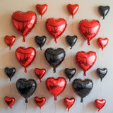 Red Black Heart Balloons, 19PCS Black and Red Heart Shape Balloon