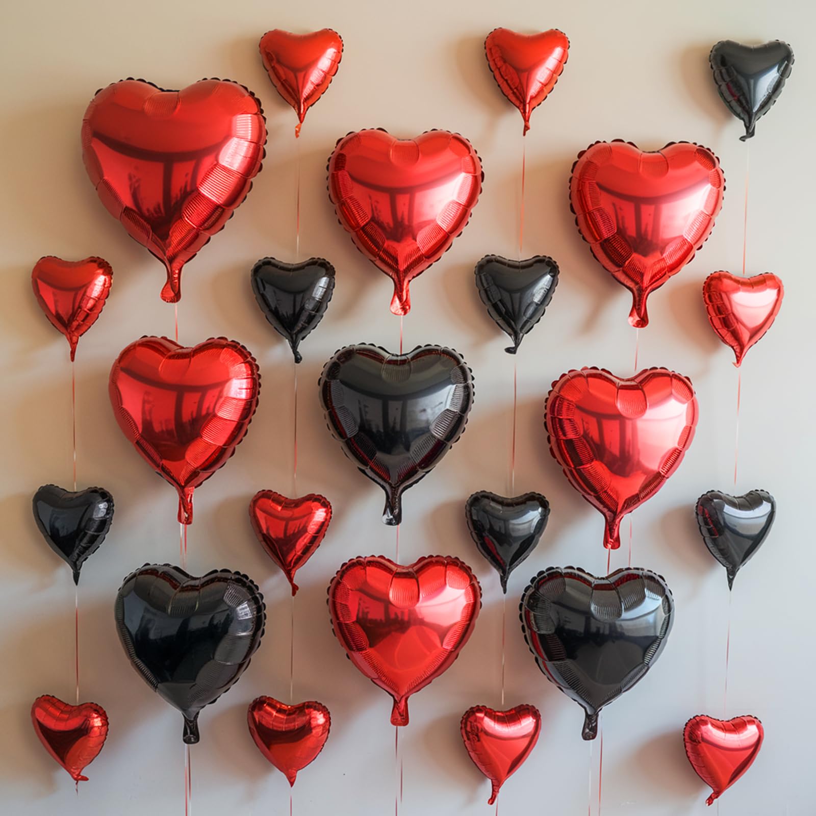 Red Black Heart Balloons, 19PCS Black and Red Heart Shape Balloon