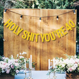 40th Birthday Decorations Women Men Pre-Strung Gold Glitter Birthday