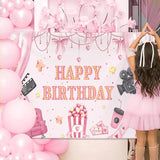 7x5ft Movie Theme Birthday Backdrop Girl Happy Birthday Party
