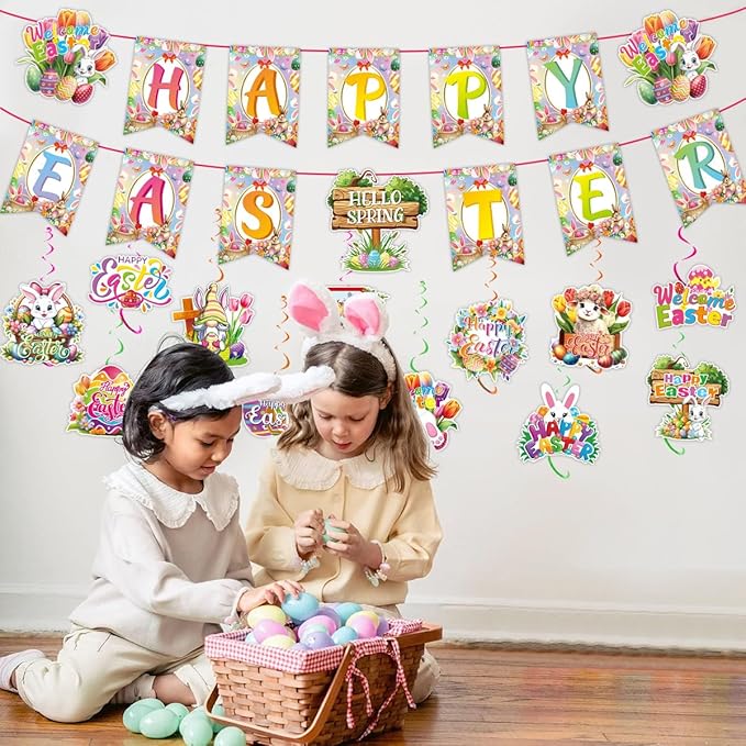 Easter Party Kit Decorations Supplies Happy Easter Rabbit Banner