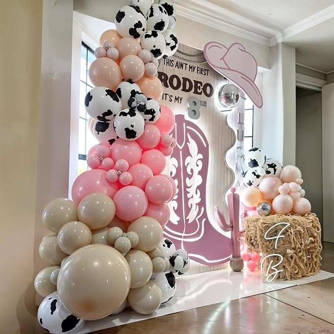 HILAVO Cowgirl Balloon 12 Inch Pastel Light Baby Pink White Nude