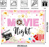 Movie Night Backdrop for Girls Pink Movie Theme