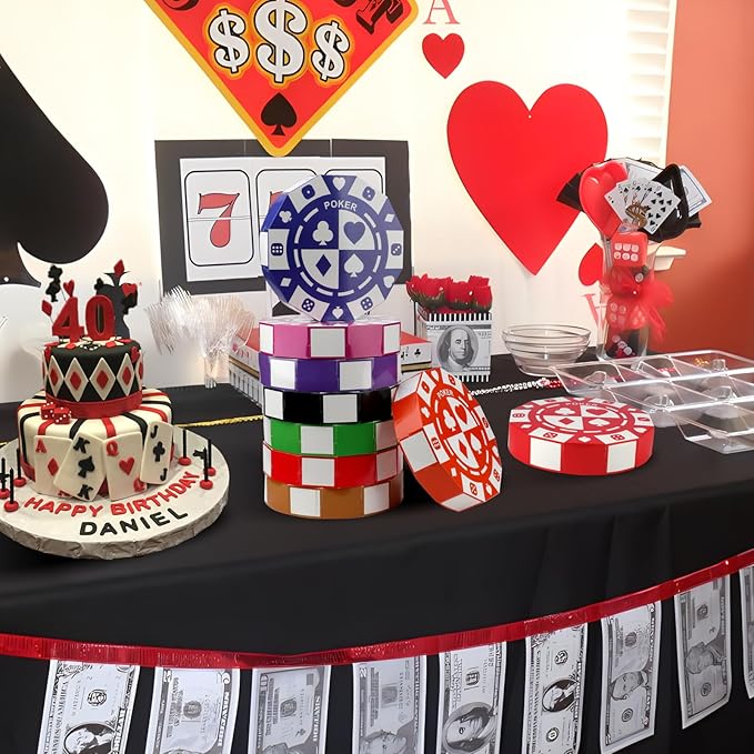 16 PCS Casino Theme Party Decor 9 Inch Poker Chip Casino Decor Box