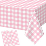 3pcs 54X108inch Pink Checkered Tablecloth,Pink Gingham Tablecloths