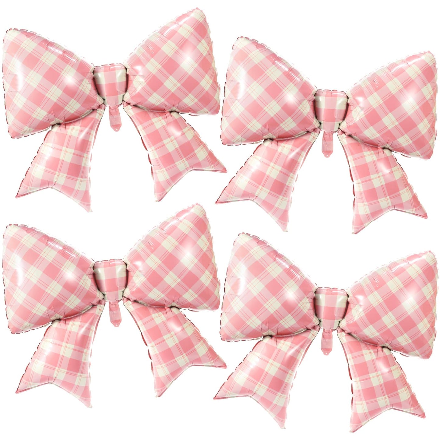 Simgoing 4 Pcs Giant Pink Gingham Bow Balloons Large Plaid Bow