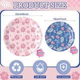 50 PCS Luau Tropical Birthday Party Plates 9Inch Pink Hibiscus 7Inch