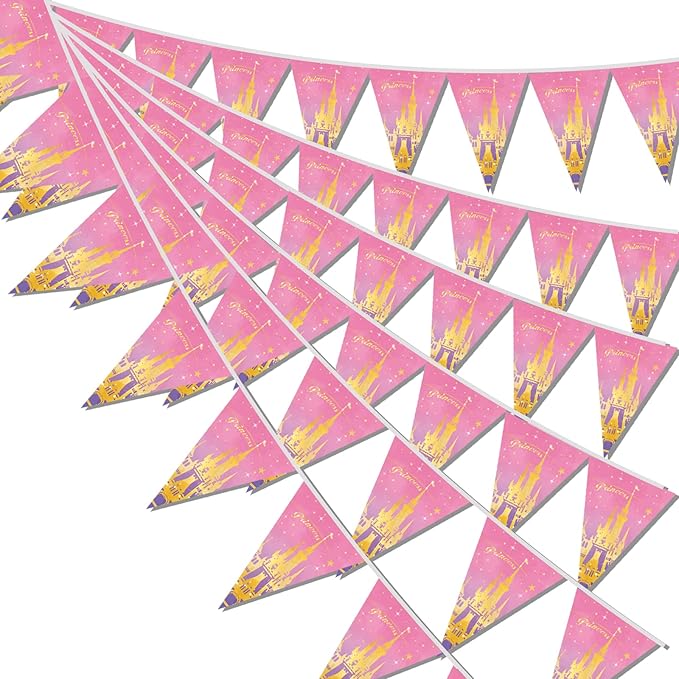 49ft Princess Birthday Decorations Flag Banner Theme Triangle Flags