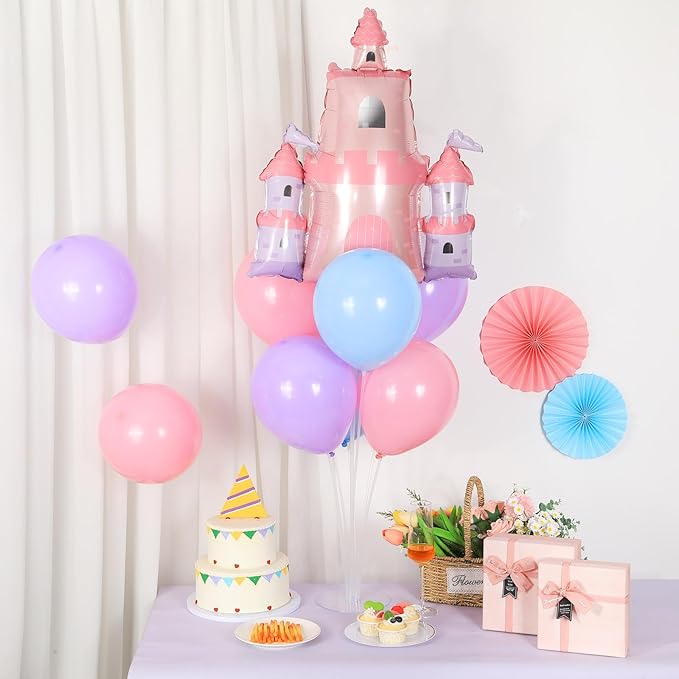 Princess Party Balloons Stand Kit 2 Sets with 2 Princess Castle Foil