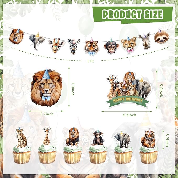 Jungle Safari Birthday Party Decorations 127 Pcs Zoo Safari Animal