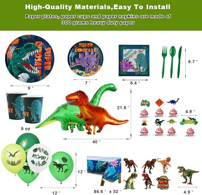 Dinosaur Birthday Party Supplies Kit For Boys Dinosaur Party
