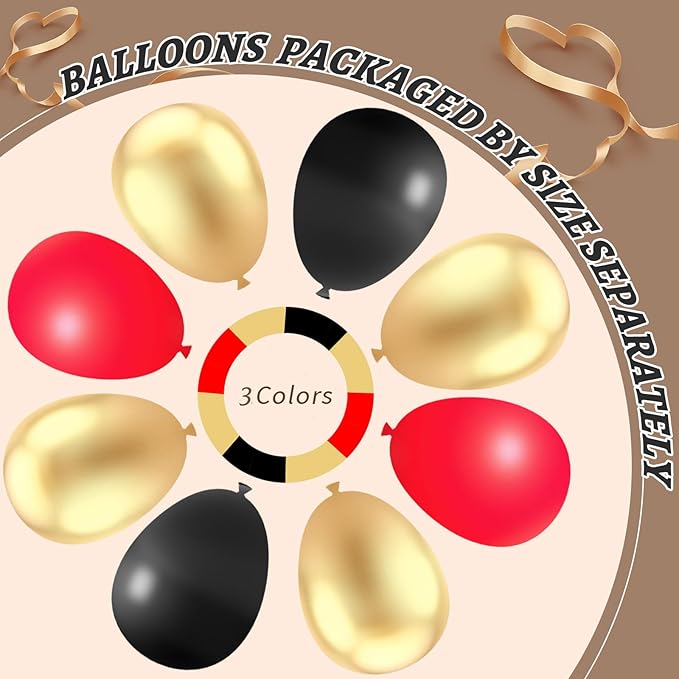 412Pcs Red Black Gold Balloons Arch kit 18 12 10 5 Inch Different