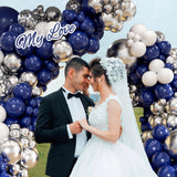 Navy Blue and Silver Balloon Garland Arch Kit, Royal Blue Metallic