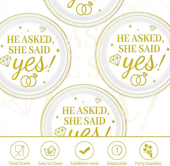 50Pcs Happy Engagement Party Decoration He Asked She Said Yes Paper