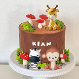 Jungle Safari Animal Cake Topper with Lion Giraffe Monkey Elephant