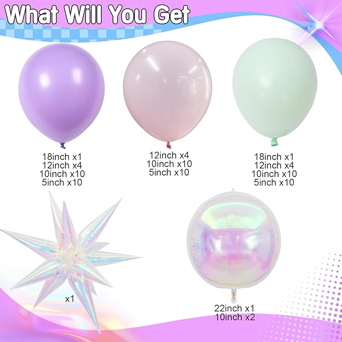 Pastel Balloons Arch Magic Unicorn Birthday Party Decorations Purple