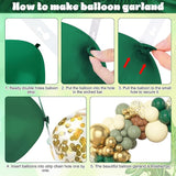 Amandir 153pcs Green Brown Balloon Garland Arch Kit, Different Sizes