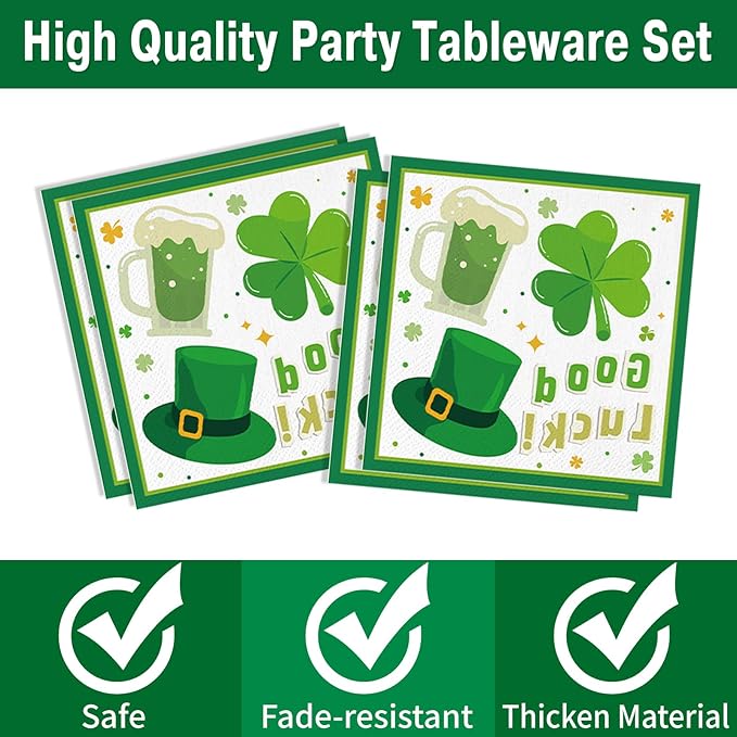 168Pcs St Patrick's Day Party Supplies St Patricks Day Paper Plates