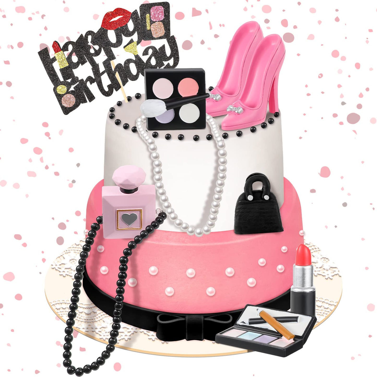 Chunful 9 Pcs Makeup Cake Topper Makeup Birthday Party Decorations 3D