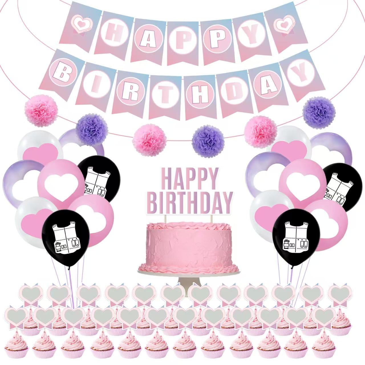 KPOP Boy Group Army Birthday Party Kit Supplies includes Banner - 1
