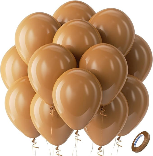 Bezente Brown Balloons Latex Party Balloons - 100 Pack 12 inch Round