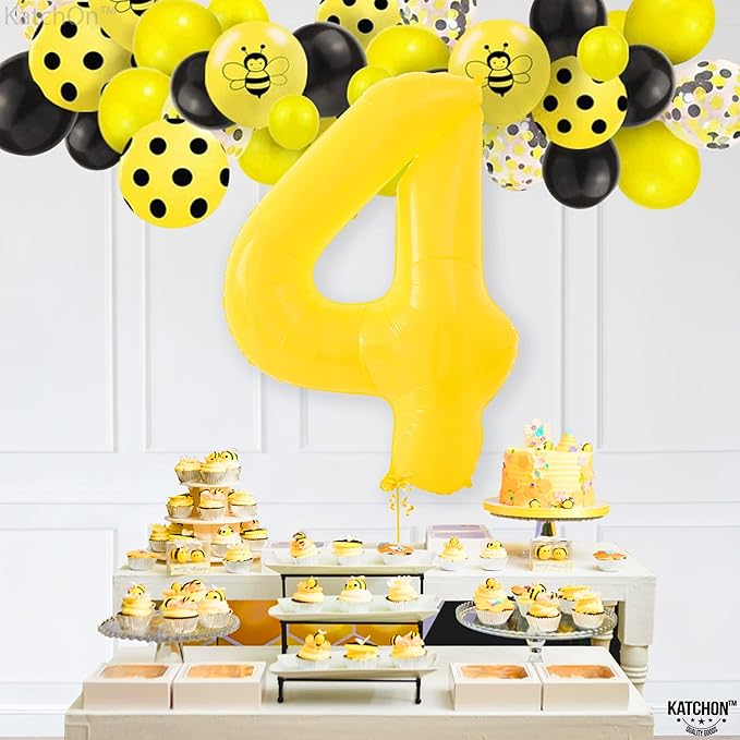 KatchOn, Yellow Number 4 Balloons - Giant, 40 Inch | 4 Number