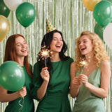 4 Packs Sage Green Foil Fringe Curtain, Light Green Glitter Metallic