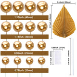 Ephlyn 28Pcs Paper Palm Fan Cake Topper Balls Cake Pick for Baby Gold