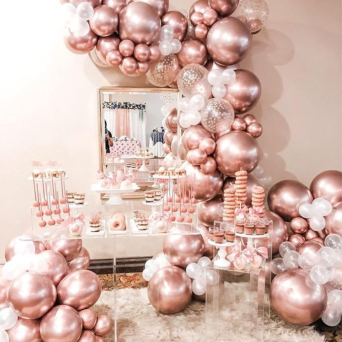 PartyWoo Rose Gold Balloons 100pcs Different Sizes of 18 12 10 5 Inch
