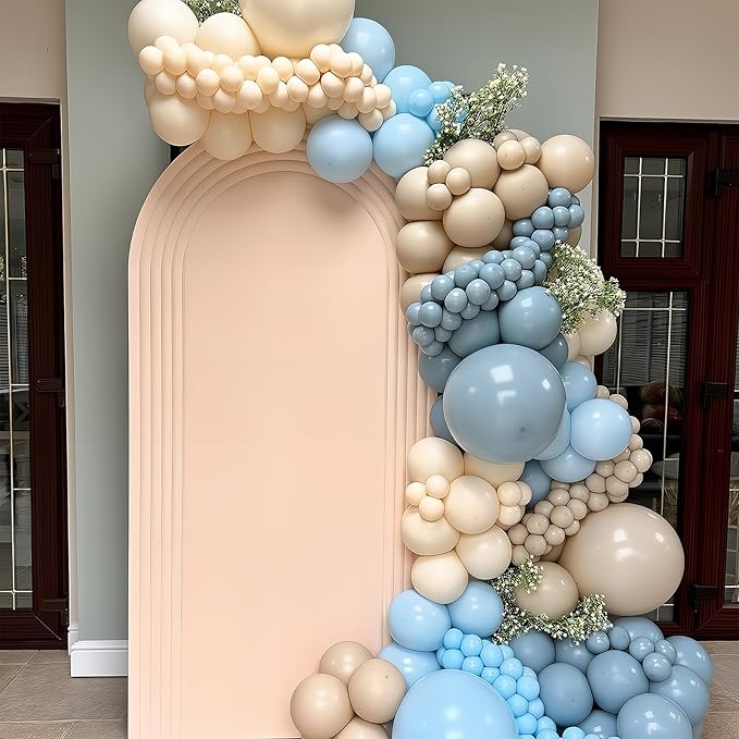 HILAVO Dusty Blue Balloons 12 Inch Pastel Fog Blue Slate White Sand