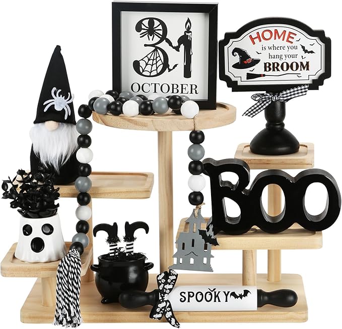 Halloween Decorations 8PCS Tiered Tray Decor Cute Tabletop Halloween