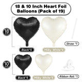 Black White Heart Balloons, 19PCS Black and Cream White Heart Shape