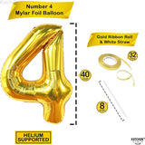 KatchOn, Gold Number 4 Balloons - Big, 40 Inch | 4 Birthday Balloon