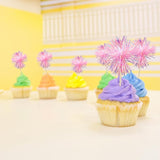Gyufise 30Pcs Foil Firework Cupcake Toppers Sparkle Tinsel Cake #4