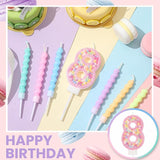 MTLEE Number 8 Birthday Candle with 12 Pcs Spiral Candles for Girls Ma