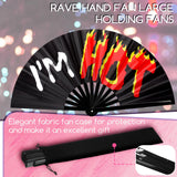 FairySandy 6 Pcs Large Hand Fan Rave Iconic Shade Bye Folding Bamboo