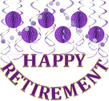 Retirement Party Decorations Kit for Women - 16-Piece Elegant Purple