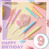 MTLEE Number 9 Birthday Candle with 12 Pcs Spiral Candles for Girls