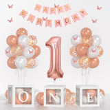 Baby Girl Rose Gold First Birthday Decorations Rose Gold Pearl White
