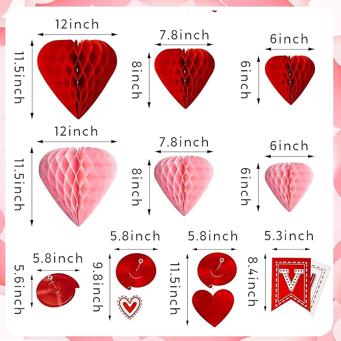 Valentines Day Decorations Kit 31 PCS Valentine's Swirl Hanging