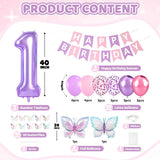 1st Birthday Decorations for Girls, 40 Inch Purple Number 1 Balloon,