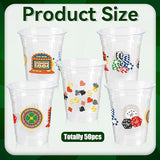 100 Pcs Casino Party Cups 16 Oz Casino Plastic Cup Poker Clear