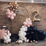 60 PCS Black and Pink Balloons, Retro Dusty Pink Ivory Sand White