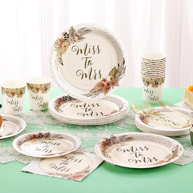 Boho Bridal Shower Decorations 168Pcs Bridal Shower Plates and