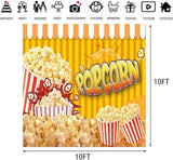 Movie Night Backdrop, 10x10ft Vinyl, Popcorn Photography Background