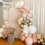 White Sand Gold Balloons Set, 12 Inch Double Stuffed Blush Beige Boho